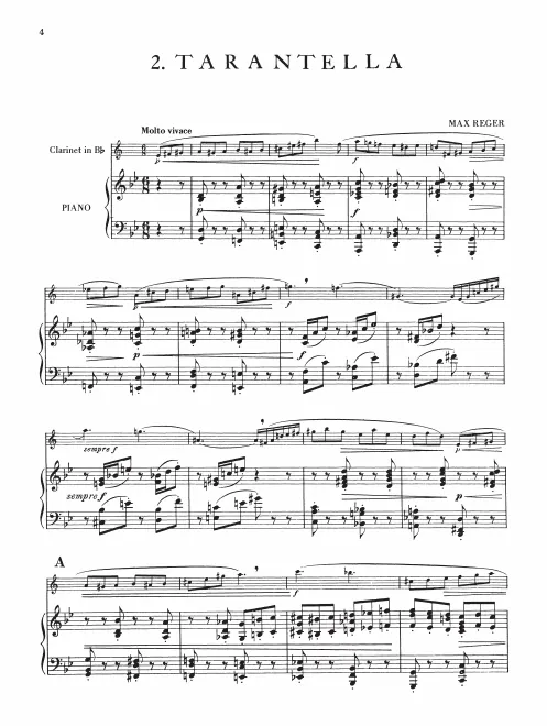 First page of Tarantella for Clarinet and Piano, WoO II/12