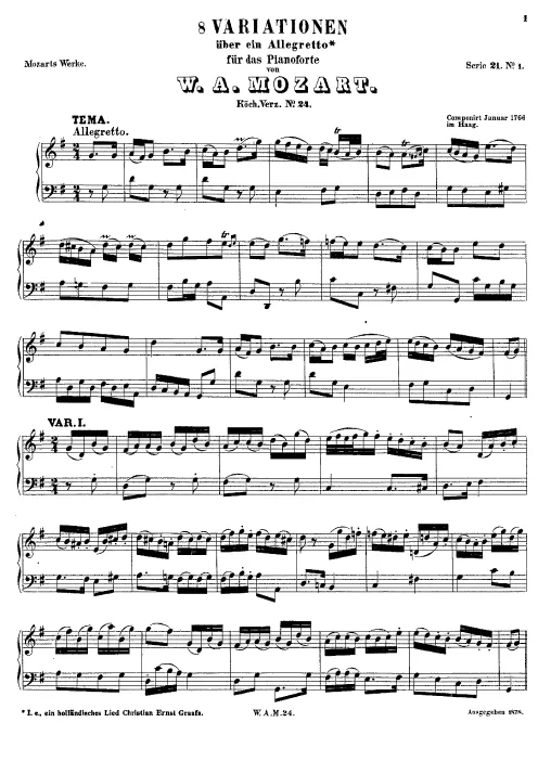 First page of 8 Variations on "Laat ons juichen"