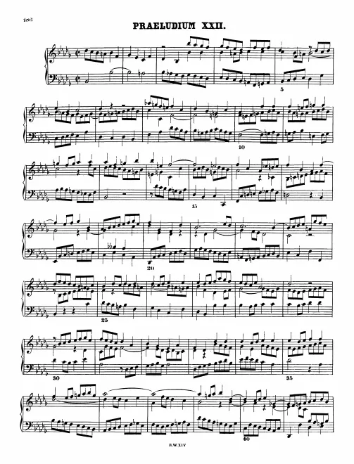First page of Prelude and Fugue in B-flat minor