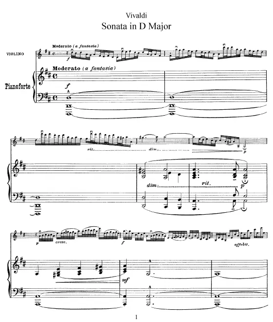 First page of Violin Sonata D major