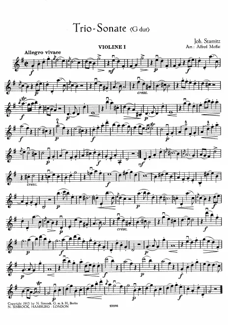 First page of Trio Sonata in G major