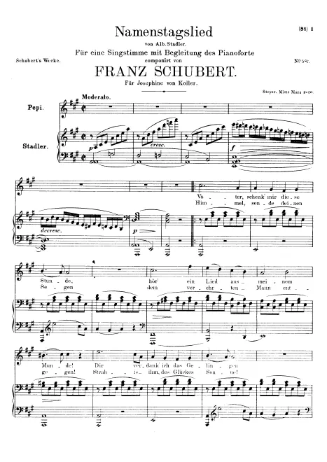 First page of Namentagslied