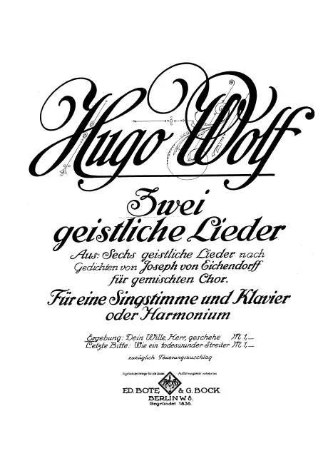 First page of 6 geistliche Lieder nach Gedichten von Eichendorff