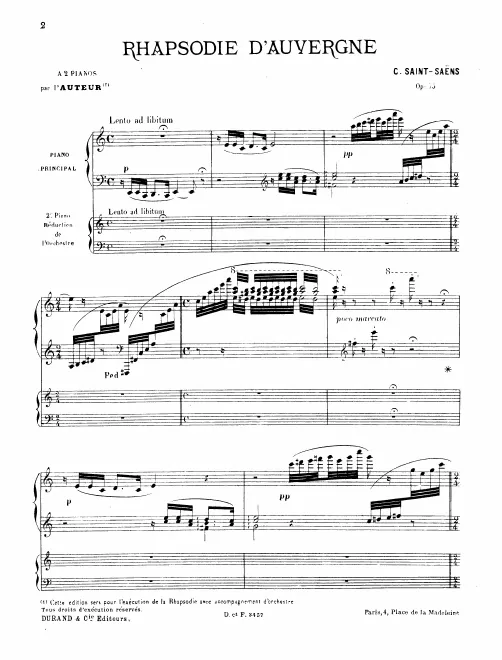 First page of Rhapsodie d'Auvergne