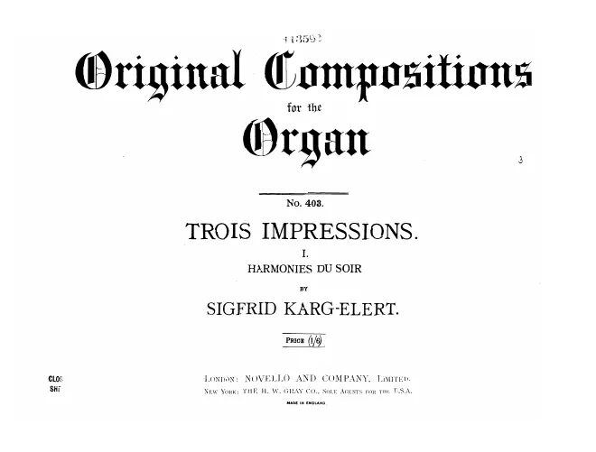 First page of 3 Impressions for Organ