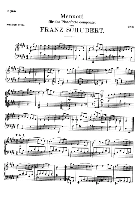 First page of Minuet with 2 Trios