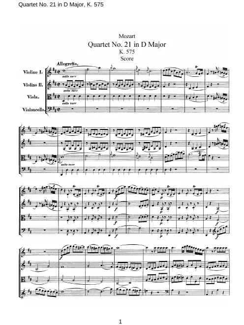 First page of String Quartet No.21