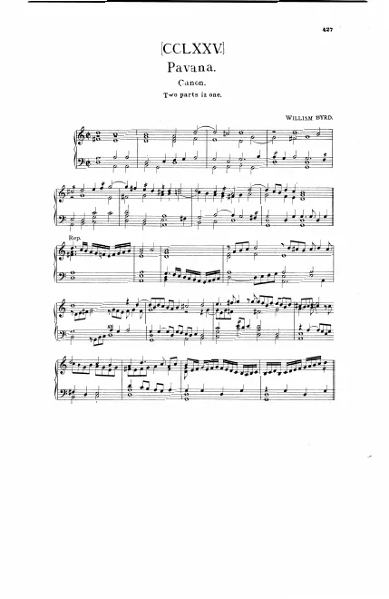 First page of Pavana. Canon