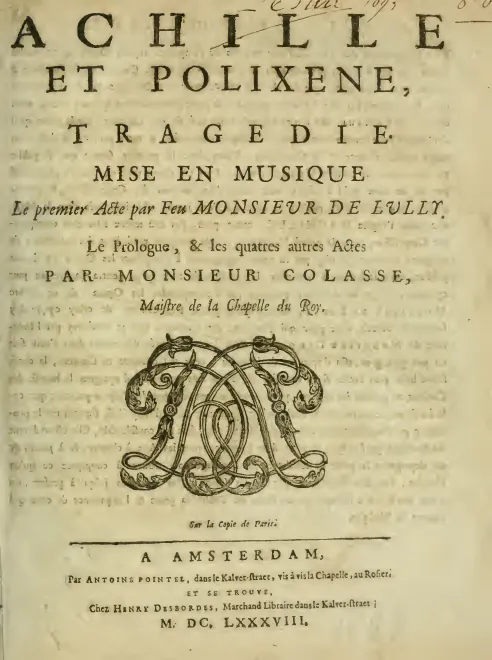 First page of Achille et Polixène