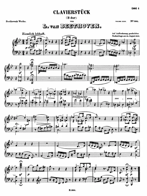 First page of Bagatelle in B major