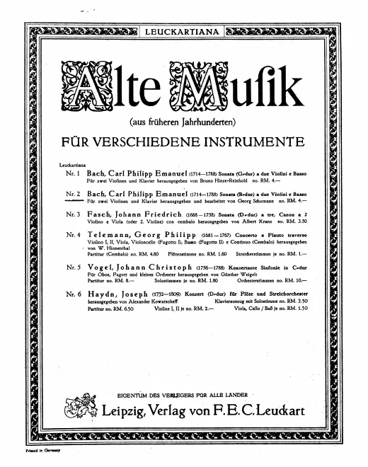First page of Trio Sonata in B-flat major