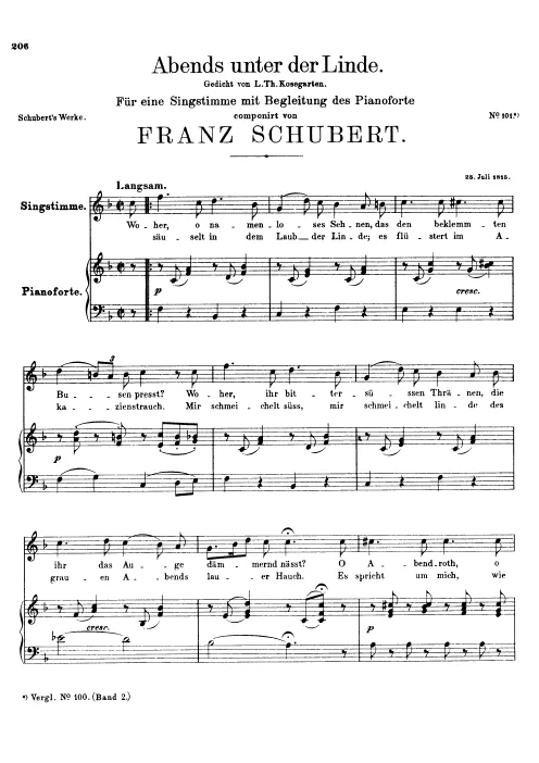 First page of Abends unter der Linde