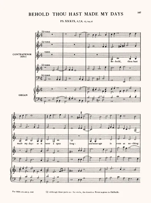 First page of Behold, Thou Hast Made My Days