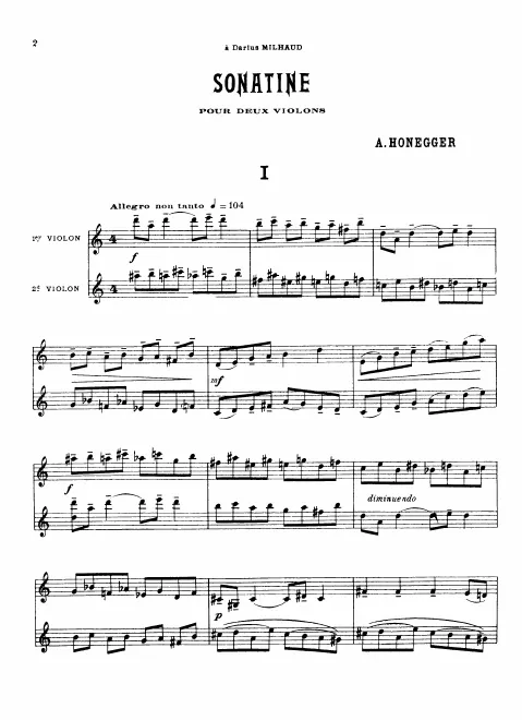 First page of Sonatine for 2 Violins