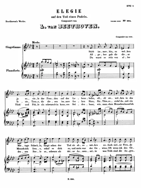 First page of Elegie auf den Tod eines Pudels