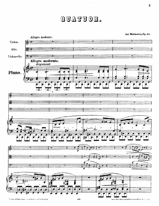 First page of Piano Quartet