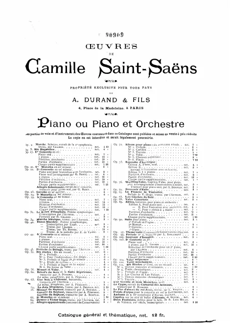 First page of Catalog of Works