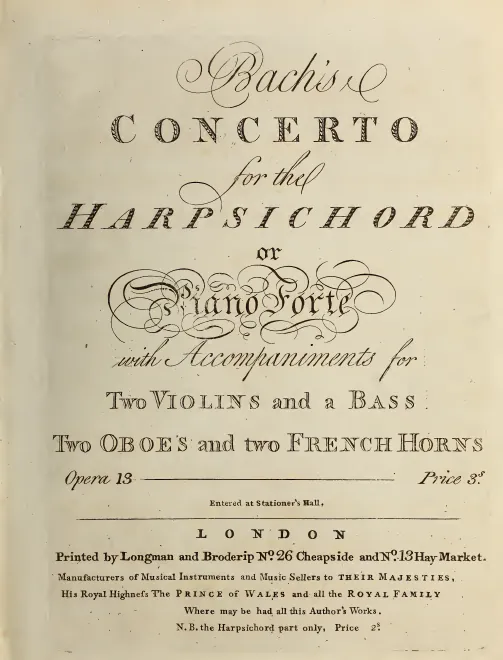 First page of Keyboard Concerto in B-flat major