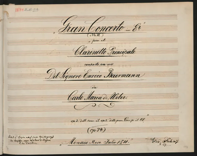 First page of Clarinet Concerto No.2
