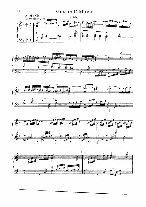 First page of Suite in D minor
