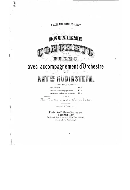 First page of Concerto No.2 for Piano and Orchestra in F major