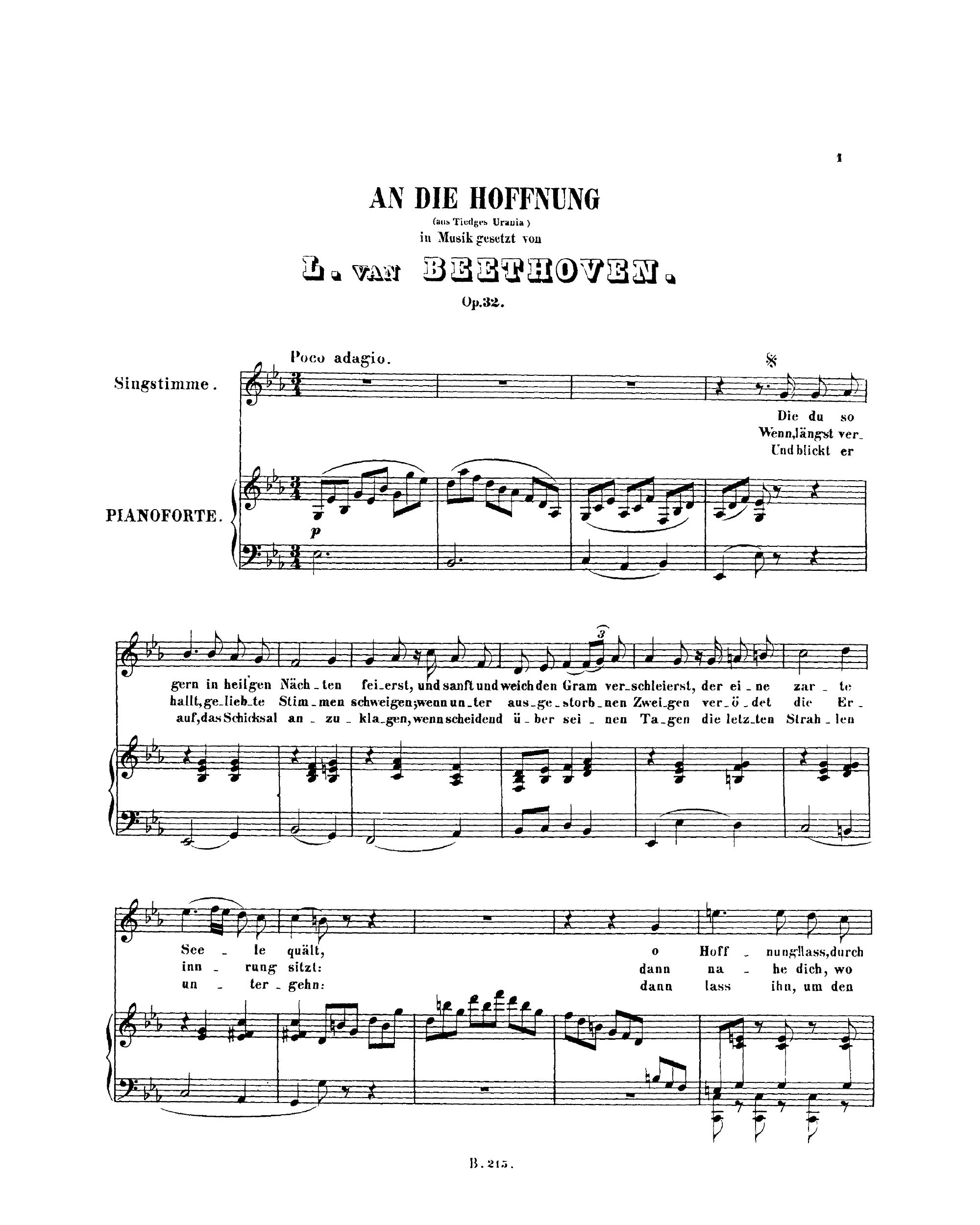First page of An die Hoffnung