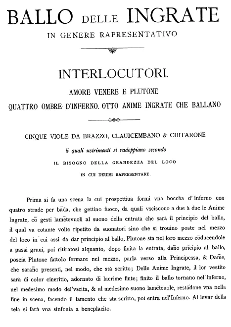 First page of Il ballo delle ingrate in genere representativo