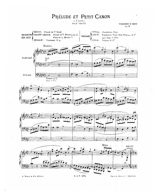 First page of Prélude et Petit Canon