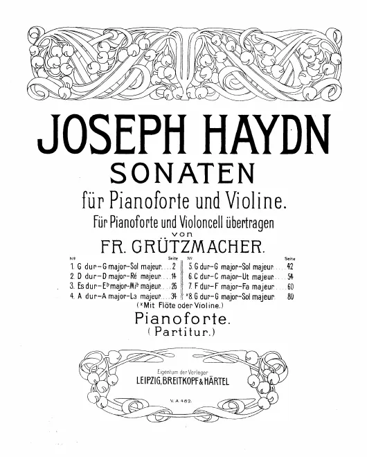 First page of Violin Sonatas
