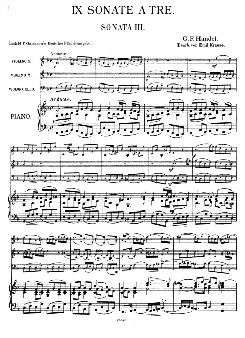 First page of Trio Sonata in G minor