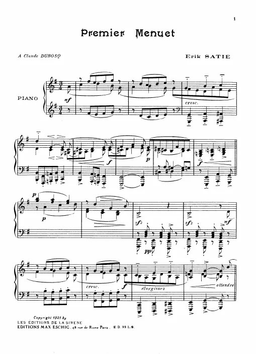 First page of Premier menuet
