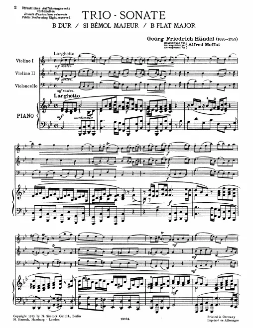 First page of Trio Sonata in B-flat major