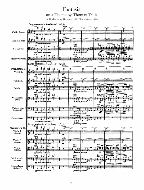 First page of Fantasia on a Theme by Thomas Tallis