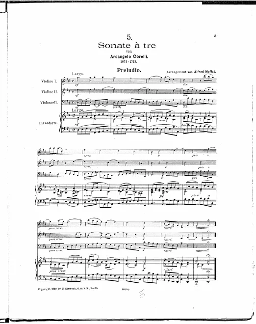 First page of Trio Sonata in D major