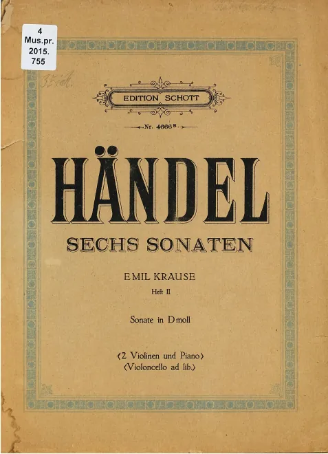 First page of Trio sonata in B flat major
