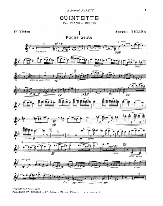 First page of Piano Quintet
