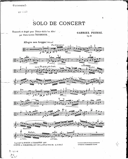 First page of Solo de concert