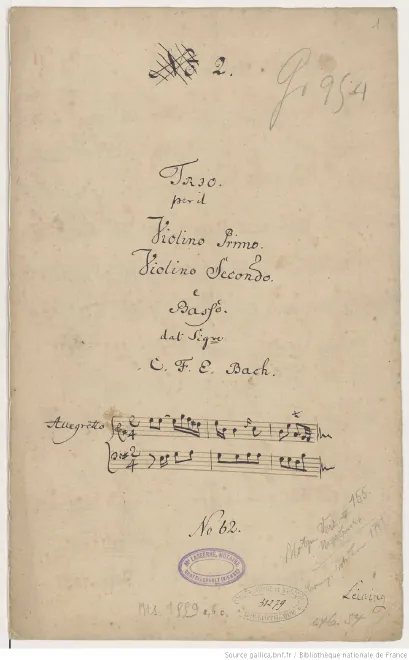 First page of Trio Sonata in E minor