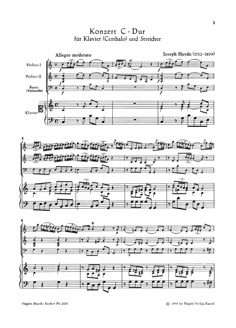 First page of Keyboard Concerto in C major