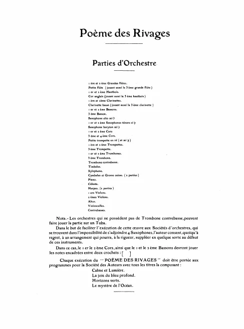 First page of Poème des rivages
