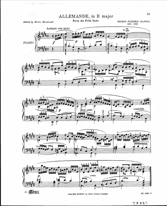 First page of Suite in E major