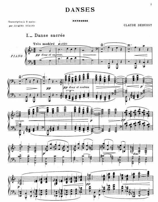 First page of Danse Sacrée et Danse Profane