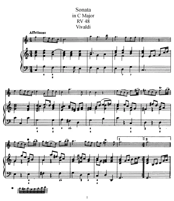 First page of Flute Sonata in C major