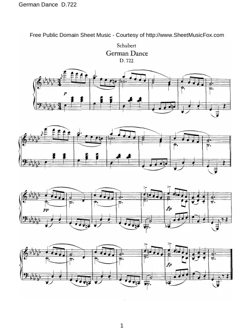 First page of German Dance, D.722