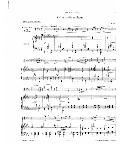 First page of Valse mélancolique