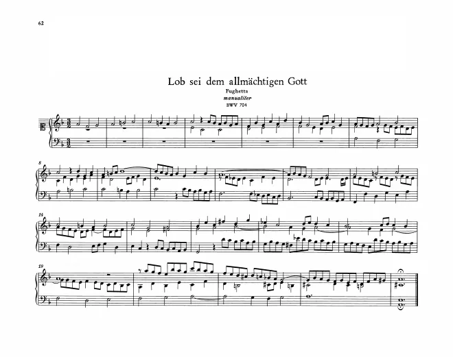 Lob sei dem allmächtigen Gott, BWV 704