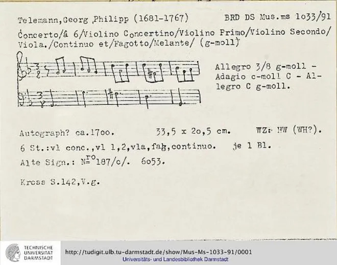 First page of Concerto in G minor