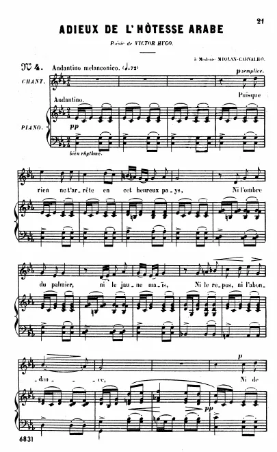 First page of Adieux de l'hôtesse arabe