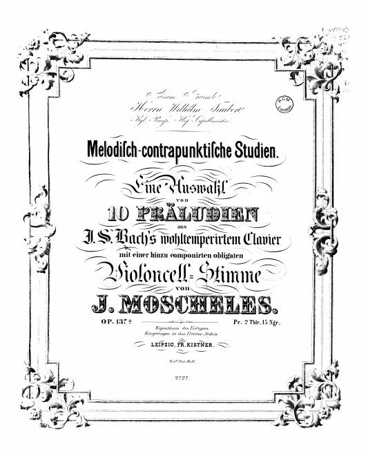 First page of Melodic Counterpoint Studies on Bach's Well-Tempered Clavier