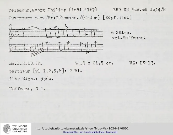 First page of Ouverture-Suite in C major